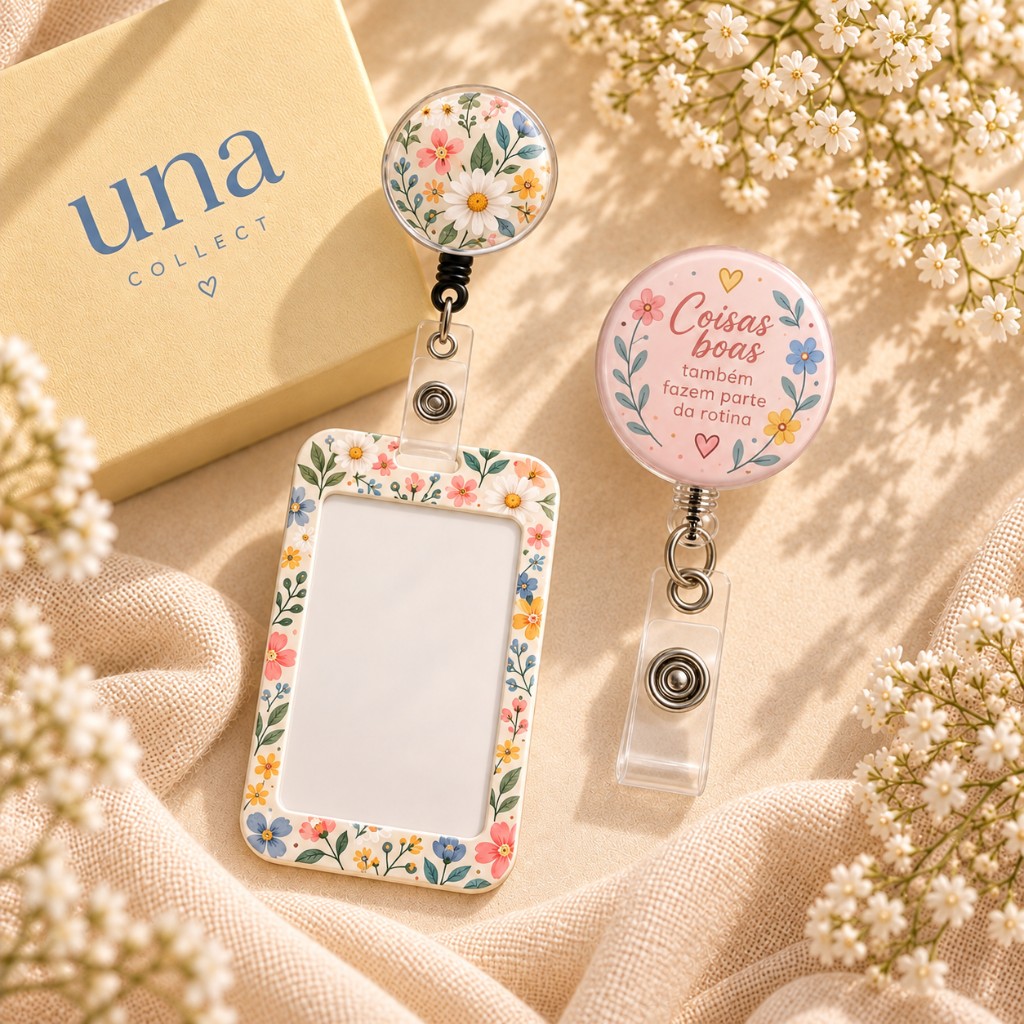 Roller clips Una com flores e frase motivacional